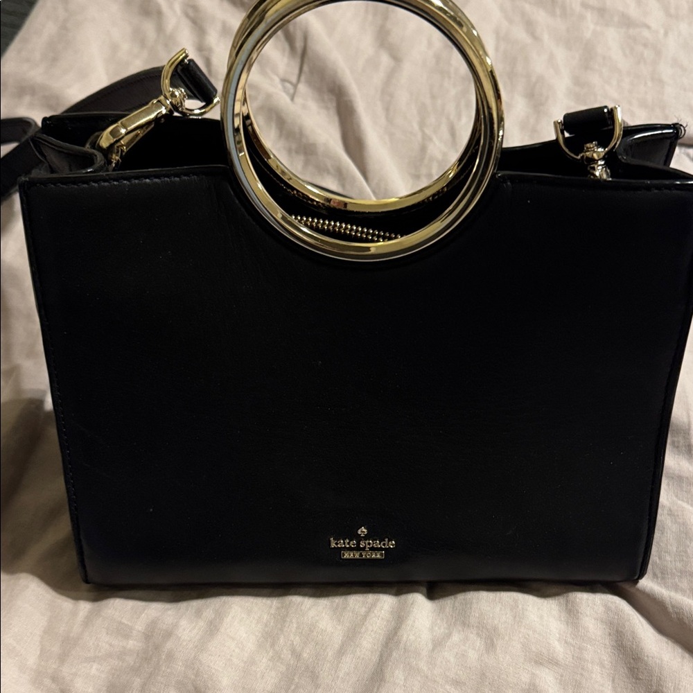 Kate Spade Black Shoulder Bag with Silver Rings